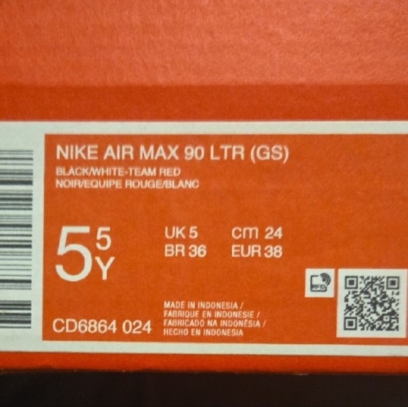 Nike Kids Air Max 90 Black and Red Sneakers - Picture 7 of 7